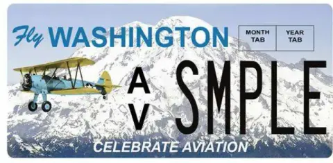 A Washington aviation specialty license plate reading AV SMPLE