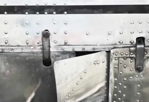 Riveted aluminum skin panels on an airframe