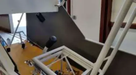 The cockpit area of the frame with control stick installed