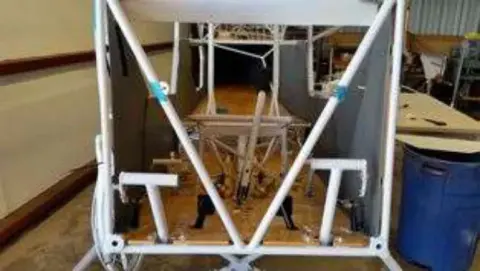The seat area of the steel tube frame