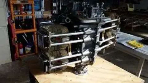 A tube frame assembly in the shop