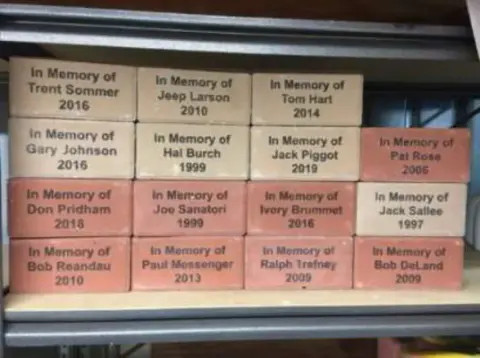 Engraved memorial bricks in the recognition plaza