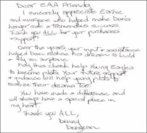 Thank you card from Denny Donovan