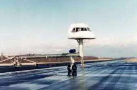 LAGOS, the Boeing taxi rig for the 777, at Paine Field (PAE) in February 1994.