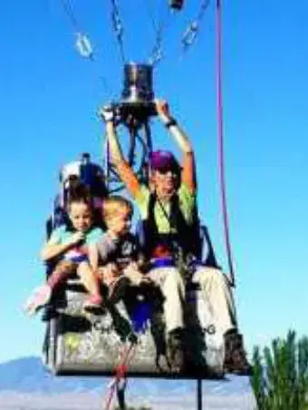 Passengers in a hot air balloon basket