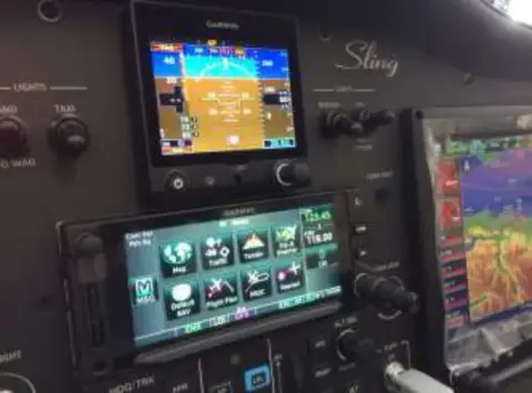 Close-up of Garmin glass displays in a Sling instrument panel
