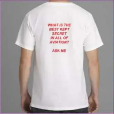 The back of a white T-shirt with red text