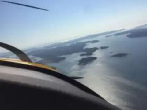 Islands seen from the cockpit through the windshield