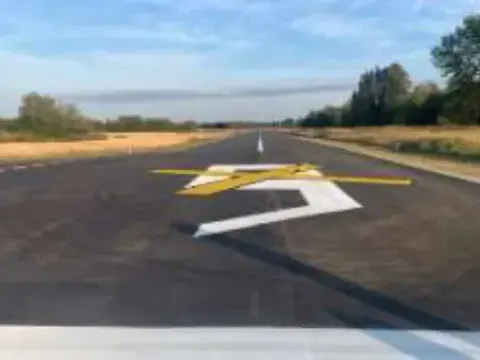A fresh runway with new white markings