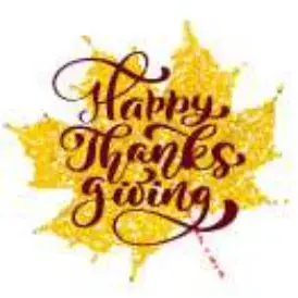 Happy Thanksgiving lettering on a golden leaf