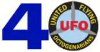 A large blue 4 beside the United Flying Octogenarians (UFO) logo