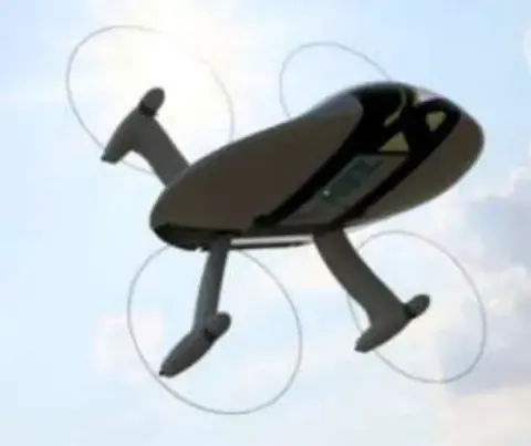 A futuristic drone air taxi with four rotors