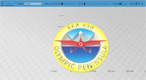 A round EAA 430 Olympic Peninsula logo designed for 3D printing