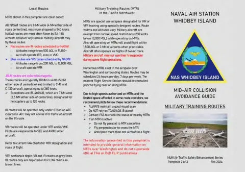Page of an air traffic control brochure: Naval Air Station Whidbey Island Mid-Air Collision Avoidance Guide