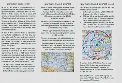 Page of an air traffic control brochure on Whidbey Island airspace