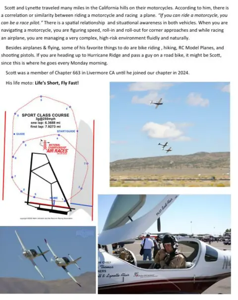 A newsletter page with text and photos of airplanes
