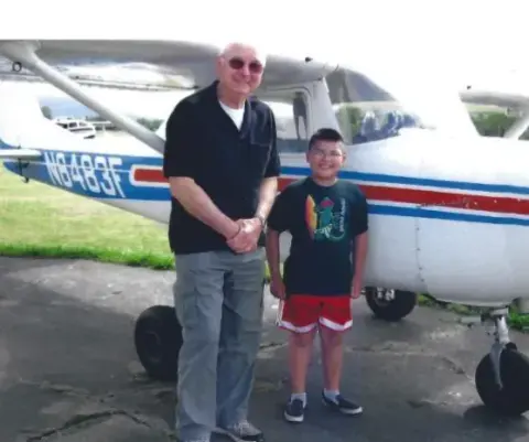 Joe and Aidan in his Cessna-150