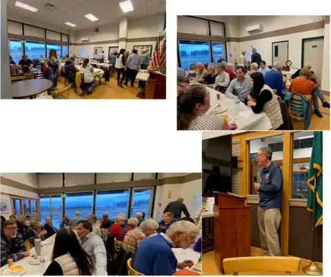 Collage of guests at the chili dinner and bingo night
