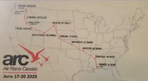 Air Race Classic 2025 route map