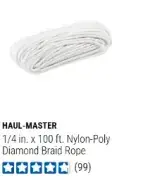 Store listing for a 100 ft nylon-poly diamond braid rope