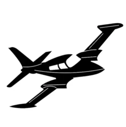 Silhouette of a twin-engine business jet