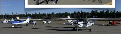 Airplanes parked in a row on the ramp