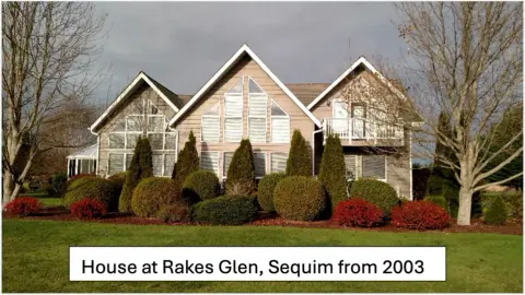 Large house with a hangar (caption: House at Rakes Glen, Sequim from 2003)
